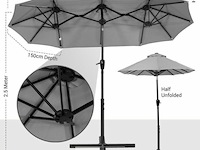Stokparasol xxl - 300 x 150 cm antraciet incl kruisvoet - afbeelding 3 van  4