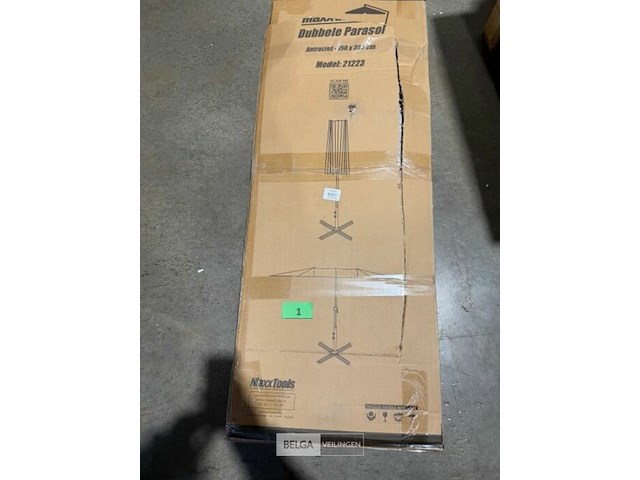 Stokparasol xxl - 300 x 150 cm antraciet incl kruisvoet - afbeelding 4 van  4