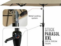Stokparasol xxl - 300 x 150 cm taupe incl kruisvoet - afbeelding 1 van  3