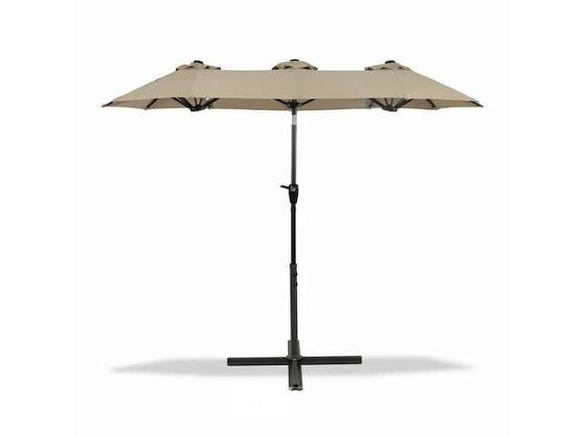 Stokparasol xxl - 300 x 150 cm taupe incl kruisvoet - afbeelding 2 van  4