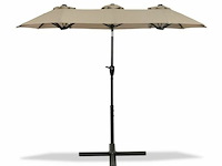 Stokparasol xxl - 300 x 150 cm taupe incl kruisvoet - afbeelding 2 van  4