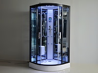 Stoomcabine halfrond - wit bad met zwarte cabine - 90x90x215 cm - afbeelding 1 van  3