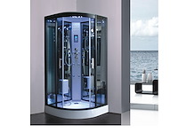 Stoomcabine halfrond - wit bad met zwarte cabine - 90x90x215 cm - afbeelding 2 van  3