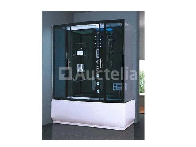 Stoomcabine met massagebad - rechthoekig - wit bad met zwarte cabine 150x85x225 cm - afbeelding 5 van  10