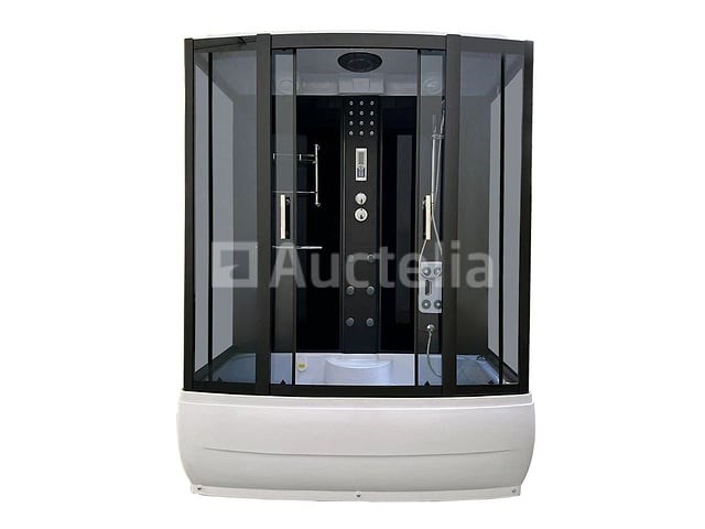 Stoomcabine met massagebad - rechthoekig - wit bad met zwarte cabine 170x85x220 cm - afbeelding 1 van  5