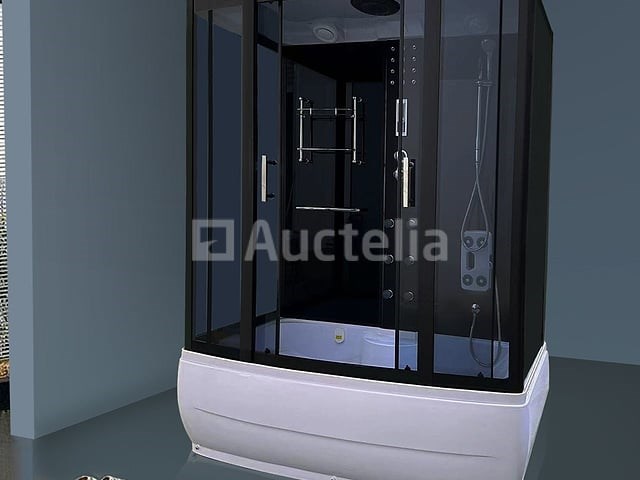 Stoomcabine met massagebad - rechthoekig - wit bad met zwarte cabine 170x85x220 cm - afbeelding 2 van  5
