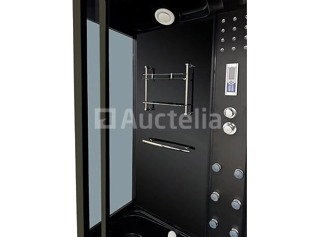 Stoomcabine met massagebad - rechthoekig - wit bad met zwarte cabine 170x85x220 cm - afbeelding 2 van  5