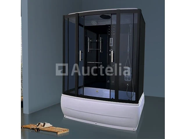 Stoomcabine met massagebad - rechthoekig - wit bad met zwarte cabine 170x85x220 cm - afbeelding 4 van  5