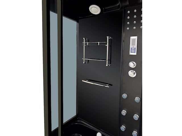 Stoomcabine met massagebad - rechthoekig - wit bad met zwarte cabine 170x85x220 cm - afbeelding 1 van  5