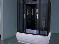 Stoomcabine met massagebad - rechthoekig - wit bad met zwarte cabine 170x85x220 cm - afbeelding 2 van  5