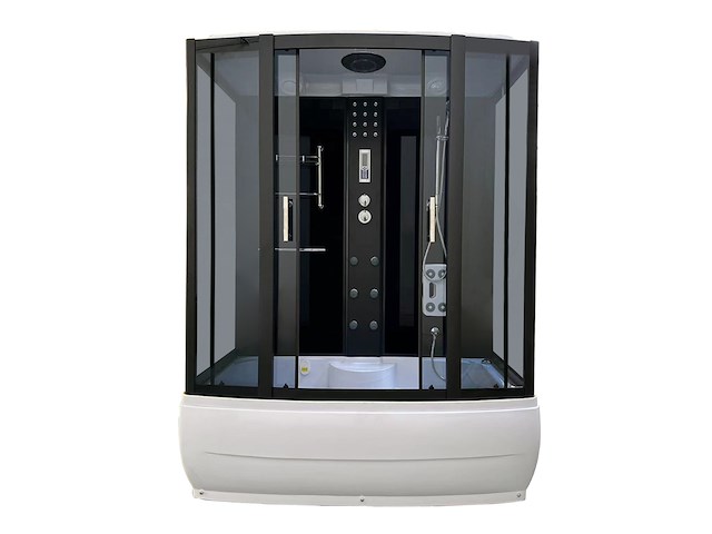 Stoomcabine met massagebad - rechthoekig - wit bad met zwarte cabine 170x85x220 cm - afbeelding 5 van  5