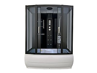 Stoomcabine met massagebad - rechthoekig - wit bad met zwarte cabine 170x85x220 cm - afbeelding 1 van  5