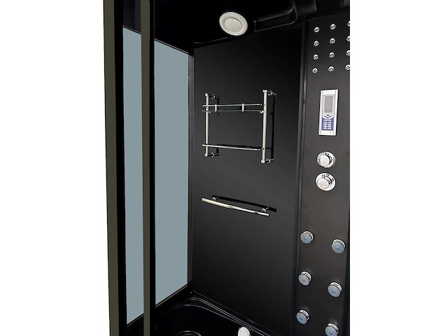 Stoomcabine met massagebad - rechthoekig - wit bad met zwarte cabine 170x85x220 cm - afbeelding 2 van  5