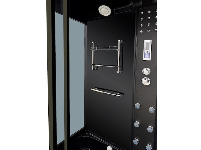 Stoomcabine met massagebad - rechthoekig - wit bad met zwarte cabine 170x85x220 cm - afbeelding 2 van  5
