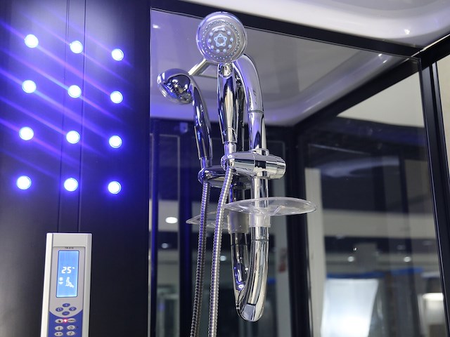 Stoomcabine met massagebad - rechthoekig - wit bad met zwarte cabine 170x85x225 cm - afbeelding 8 van  10