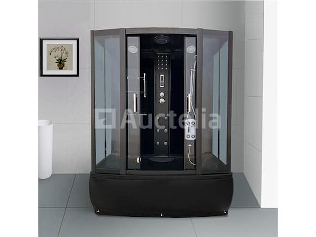 Stoomcabine met massagebad - rechthoekig - zwart bad met zwarte cabine 170x85x220 cm - afbeelding 3 van  4