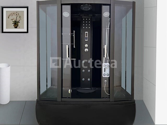 Stoomcabine met massagebad - rechthoekig - zwart bad met zwarte cabine 170x85x220 cm - afbeelding 2 van  4