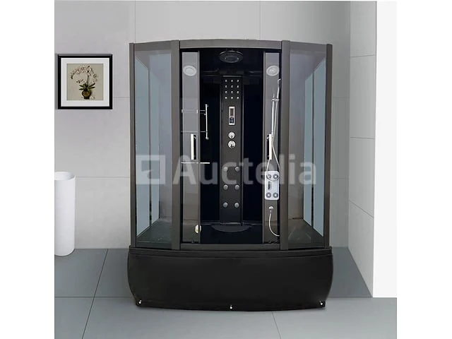 Stoomcabine met massagebad - rechthoekig - zwart bad met zwarte cabine 170x85x220 cm - afbeelding 1 van  4
