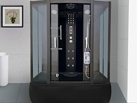 Stoomcabine met massagebad - rechthoekig - zwart bad met zwarte cabine 170x85x220 cm - afbeelding 1 van  4