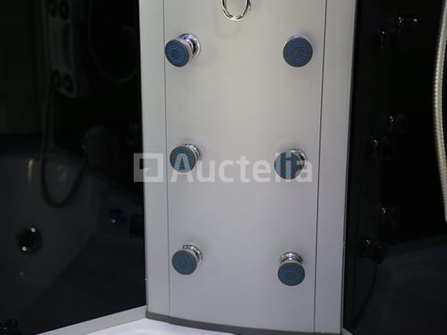 Stoomcabine met whirlpool massagebad - halfrond - wit bad met zwarte cabine 135x135x220 cm - afbeelding 1 van  10