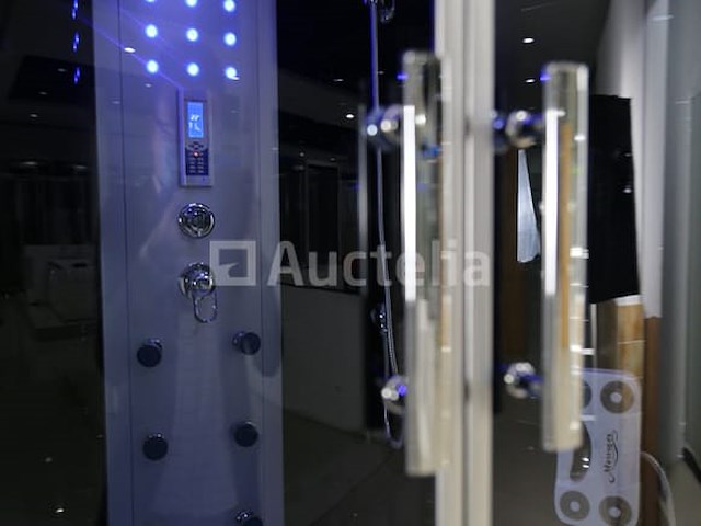 Stoomcabine met whirlpool massagebad - halfrond - wit bad met zwarte cabine 135x135x220 cm - afbeelding 3 van  10