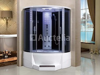 Stoomcabine met whirlpool massagebad - halfrond - wit bad met zwarte cabine 135x135x220 cm - afbeelding 5 van  10