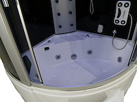 Stoomcabine met whirlpool massagebad - halfrond - wit bad met zwarte cabine 135x135x220 cm - afbeelding 4 van  10