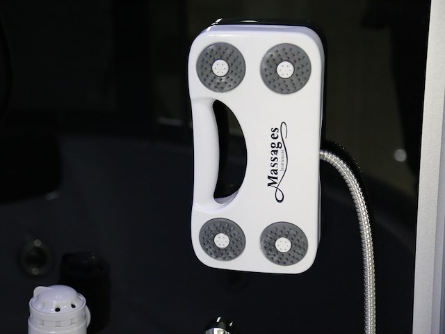 Stoomcabine met whirlpool massagebad - halfrond - wit bad met zwarte cabine 135x135x220 cm - afbeelding 10 van  10