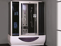 Stoomcabine met whirlpool massagebad - rechthoekig - wit bad met zwarte cabine 170x90x220 cm - afbeelding 2 van  2