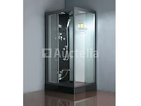Stoomcabine rechthoekig - zwart 100x80x215 cm (linkse opstelling) - afbeelding 1 van  2