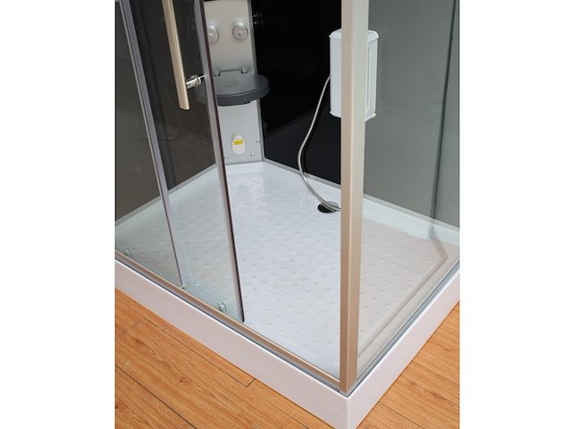 Stoomcabine rechthoekig - zwarte cabine met witte bodemplaat 130x95x230 cm - afbeelding 2 van  5