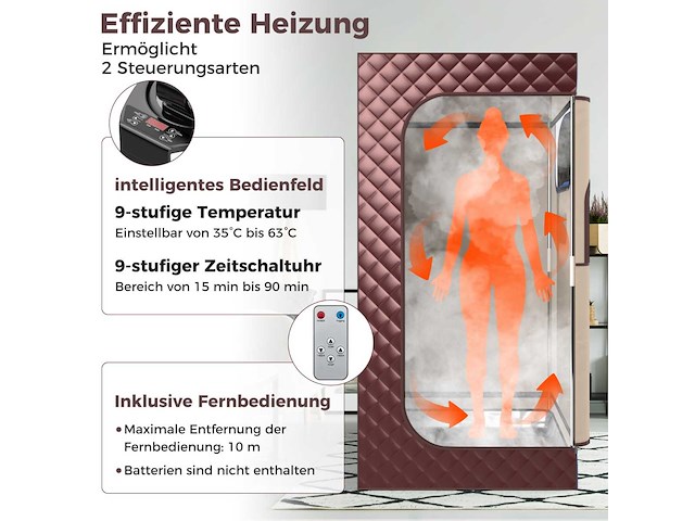 Stoomsauna, thuissauna, geïntegreerde saunacabine met 3-liter stoomgenerator - afbeelding 3 van  5