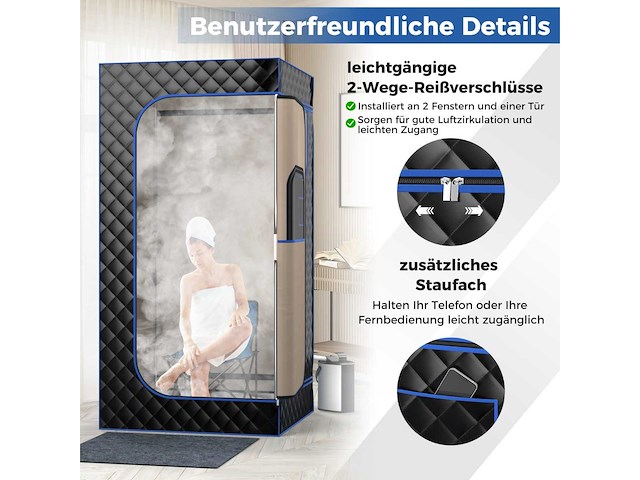 Stoomsauna, thuissauna, geïntegreerde saunacabine met 3-liter stoomgenerator - afbeelding 2 van  11