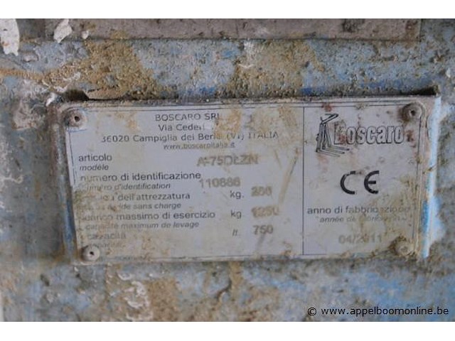 Stortbak boscaro, a-750lzn, 750l, 1250 kg hefcapaciteit, bouwjaar 2011 - afbeelding 2 van  2
