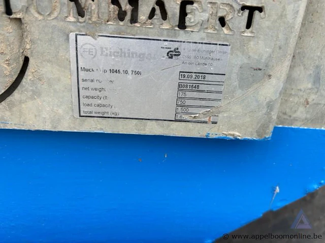 Stortbak eichinger 1045.10, 750l, bouwjaar 2018. serienummer b081548. - afbeelding 2 van  2