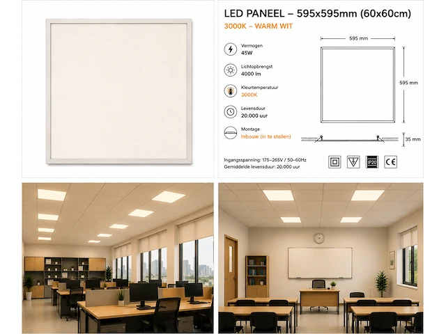 Strak led paneel – 45w – 3000k warm wit – ip20 – galaksi (8 stuks) - afbeelding 3 van  5
