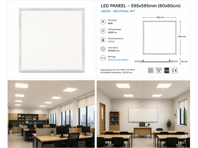 Strak led paneel – 45w – 4200k neutraal wit – ip20 – galaksi (8 stuks) - afbeelding 3 van  5