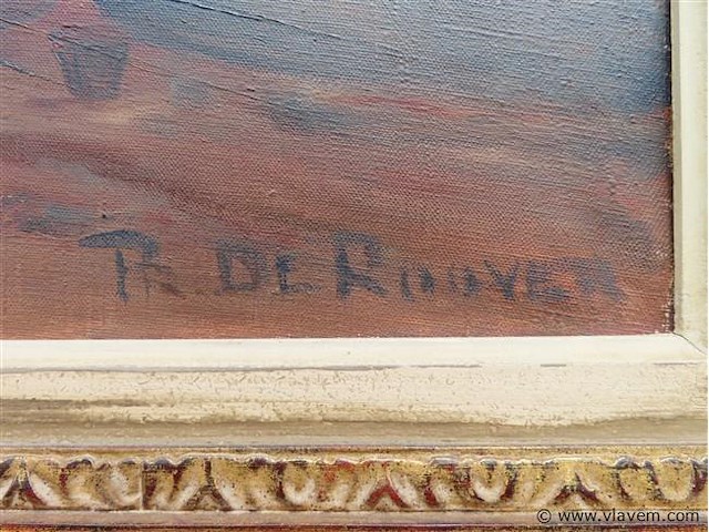 Strandzicht met boten, olie op doek, prosper de roover - afbeelding 3 van  4