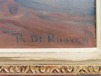 Strandzicht met boten, olie op doek, prosper de roover - afbeelding 3 van  4