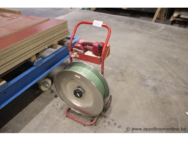 Strapping tool bosch, h46a 16, 18v, met accu, met rol groene band, op trolley, werking niet gekend - afbeelding 1 van  4