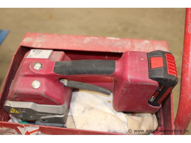 Strapping tool bosch, h46a 16, 18v, met accu, met rol groene band, op trolley, werking niet gekend - afbeelding 2 van  4