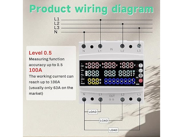 Stroommeter 3-fasen met overspanningsbeveiliging - afbeelding 5 van  6