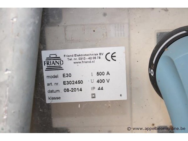 Stroomverdeelkast friand, e30, 400v, ip44, op metalen statief, werking niet gekend - afbeelding 2 van  4