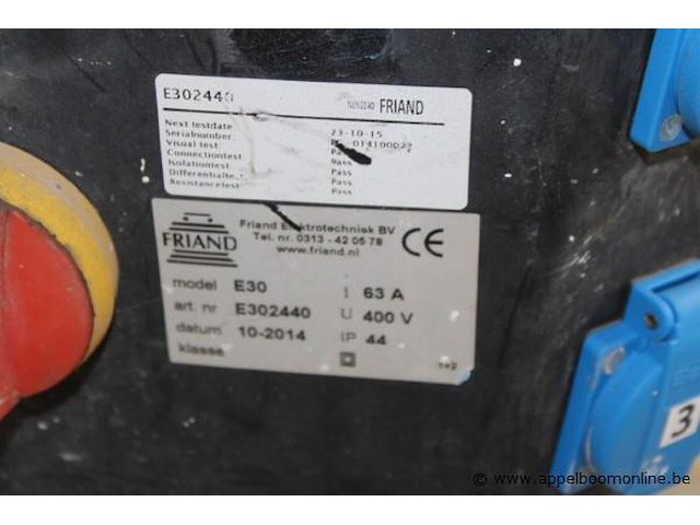 Stroomverdeelkast friand, e30, 63 a, 400 v, ip 44, werking niet gekend - afbeelding 2 van  3