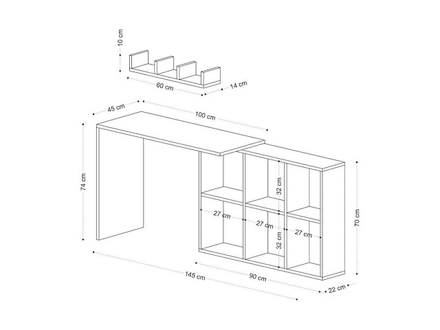 Studietafel - wit - afbeelding 5 van  6