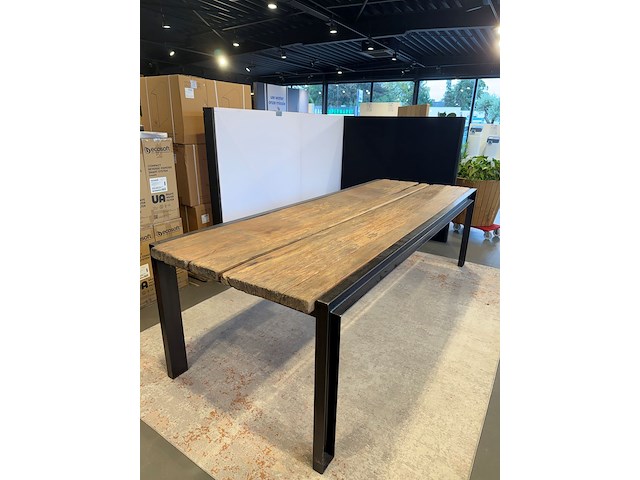 Studio 82 tafel - staal - oud eiken - afbeelding 3 van  6