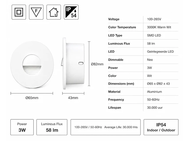 Subtiele led trapverlichting (horoz) – 3w – 3000k warm wit – ip54 – icon-r (6 stuks) - afbeelding 5 van  5