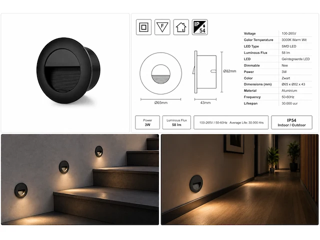 Subtiele led trapverlichting (horoz) – 3w – 3000k warm wit – ip54 – icon-r (6 stuks) - afbeelding 3 van  5