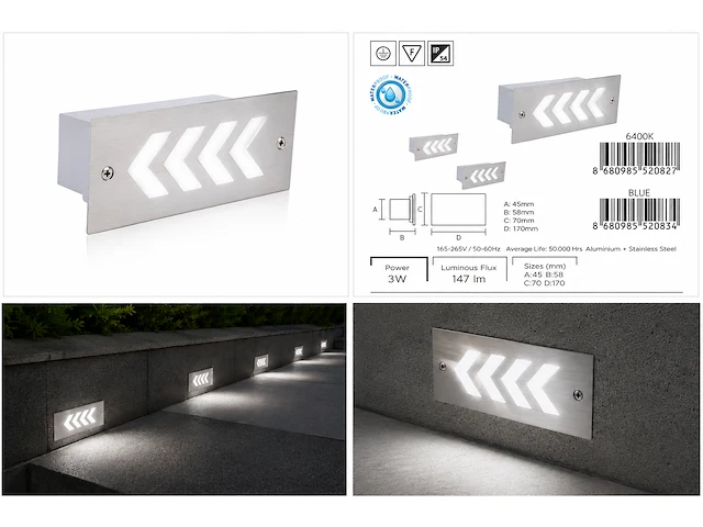 Subtiele led trapverlichting (horoz) – 3w – 6400k koud wit – ip54 – beril (6 stuks) - afbeelding 4 van  5