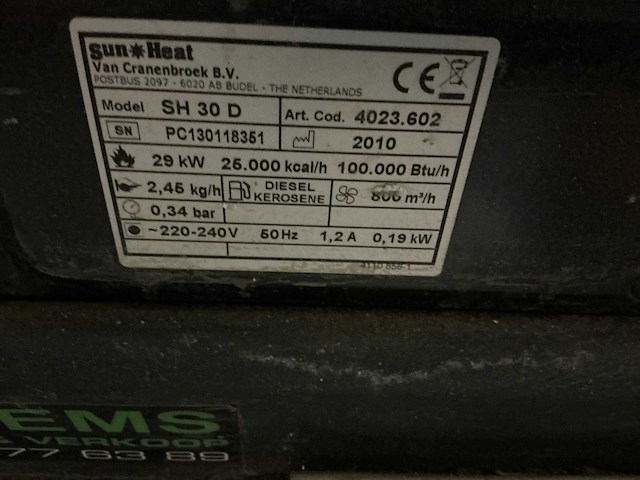 Sunheat sh30d heteluchtkanon - afbeelding 6 van  6